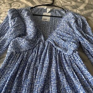 H&M Blue and White Patterned Dress